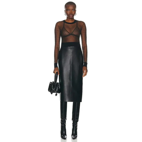 ALAÏA Sheer Bra in Noir Black 36 Womens Sheer Swiss Dot Bralette - Picture 2 of 15